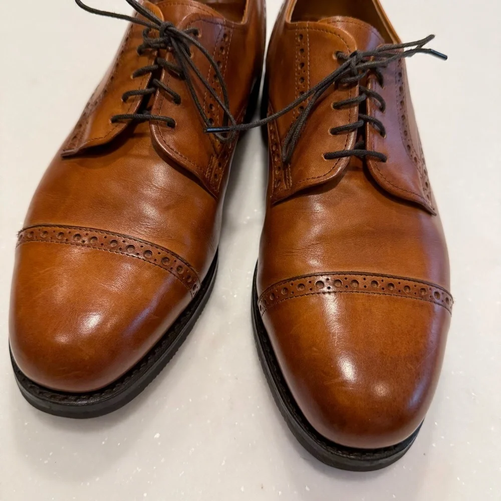 SAN REMO ITALY Men’s Black Leather Dress Cap Toe Oxfords Shoes Sz 9.5 W EUC